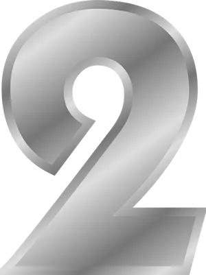 Silver Number2 Graphic PNG Image