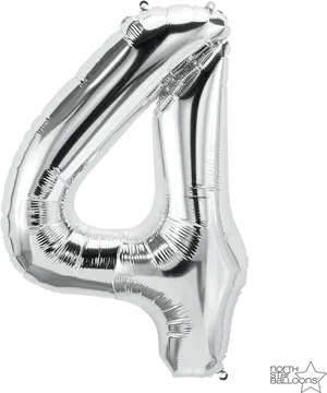 Silver Number4 Balloon PNG Image