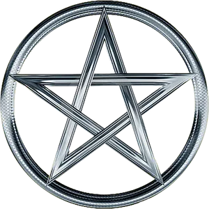 Silver Pentagram Black Background PNG Image