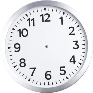 Silver Rimmed White Wall Clock PNG Image