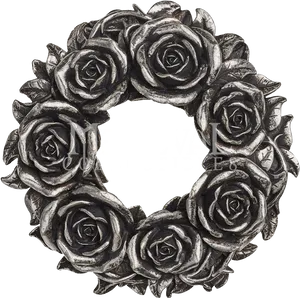 Silver Rose Wreath Artwork PNG Image