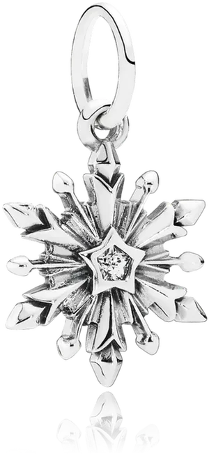 Silver Snowflake Pendant Design PNG Image