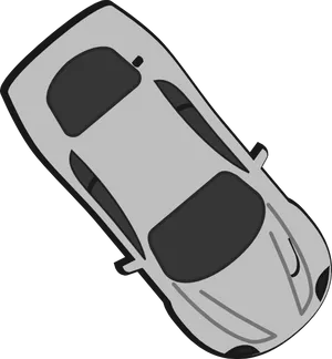 Silver Sports Car Top View Illustration PNG Image