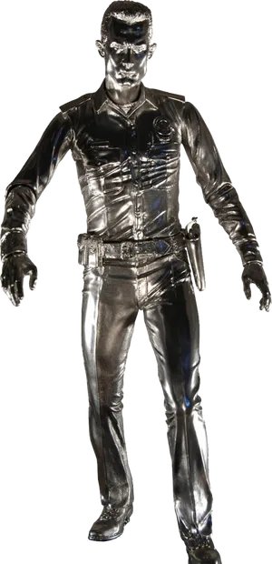 Silver Terminator Figure PNG Image