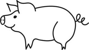 Simple Line Art Pig PNG Image