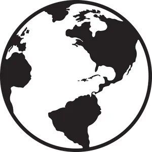 Simplified Blackand White Earth Graphic PNG Image