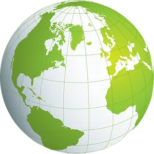 Simplified Green World Map Globe PNG Image