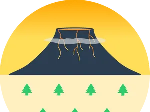 Simplified Volcano Illustration PNG Image