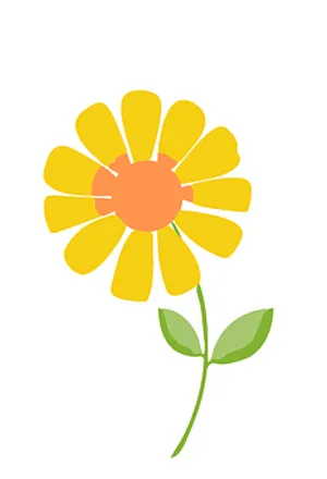 Simplified Yellow Flower Illustration PNG Image