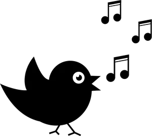 Singing Black Bird Vector PNG Image