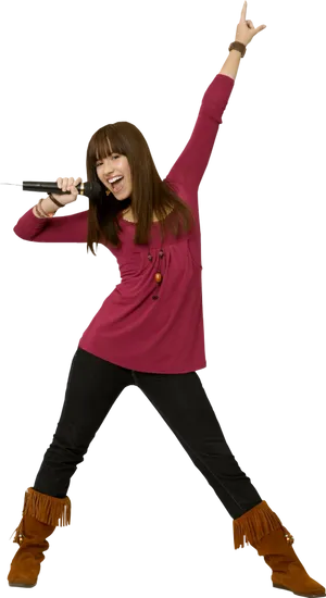 Singing Girl Pose PNG Image