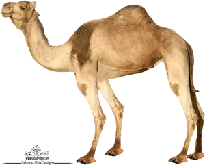 Single Dromedary Camel Standing PNG Image