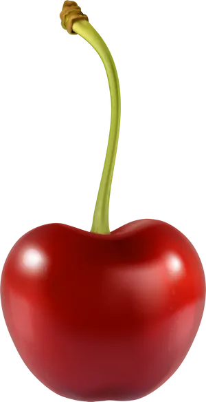 Single Red Cherry Black Background PNG Image