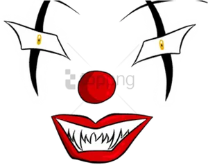 Sinister Clown Face Illustration PNG Image