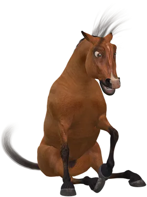 Sitting Horse Cartoon Funny PNG Image