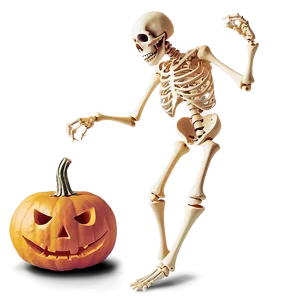 Skeleton Dancing Beside Pumpkin Png Nif66 PNG Image