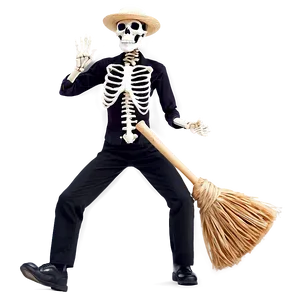 Skeleton Dancing With Broom Png Ijh65 PNG Image