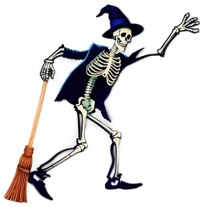 Skeleton Dancing With Broom Png Iji28 PNG Image