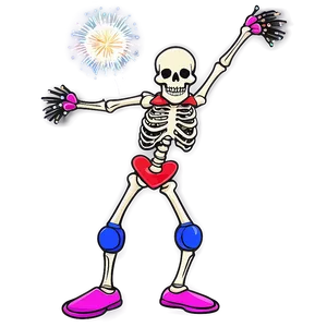 Skeleton Dancing With Fireworks Png 96 PNG Image