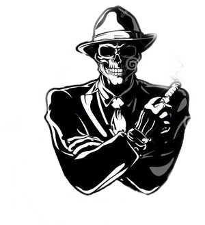 Skeleton Gangsterin Suitand Hat PNG Image