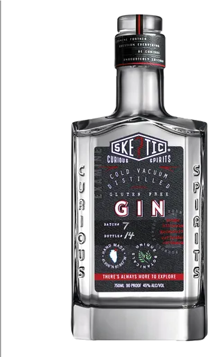 Skeptic Gin Bottle Cold Vacuum Distilled PNG Image