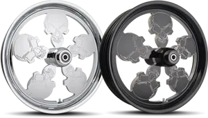 Skull Design Motorcycle Wheels PNG Image