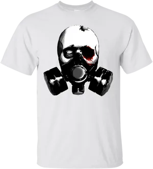 Skull Gas Mask T Shirt Design PNG Image