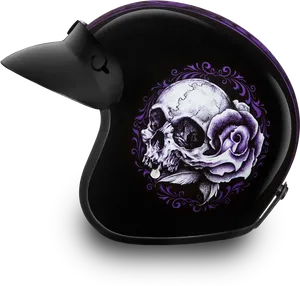 Skulland Rose Design Motorcycle Helmet PNG Image