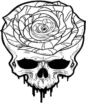 Skullwith Rose Tattoo Design PNG Image