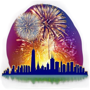 Skyline With Fireworks Png 60 PNG Image