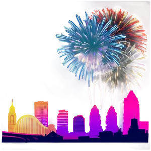 Skyline With Fireworks Png Xub PNG Image