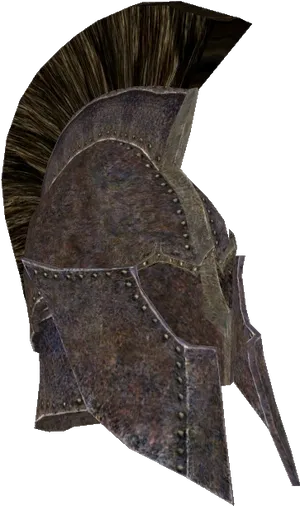 Skyrim Iron Helmetwith Horsehair Plume PNG Image