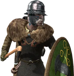 Skyrim Warriorwith Helmetand Shield PNG Image