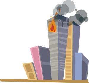 Skyscraper Fire Cartoon Illustration PNG Image