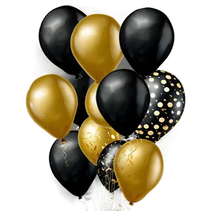 Sleek Black And Gold Party Balloons Png 64 PNG Image