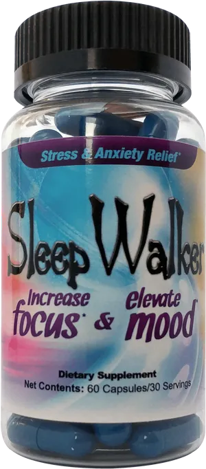 Sleep Walker Stress Relief Supplement Bottle PNG Image