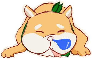 Sleeping Shiba Inu Cartoon PNG Image