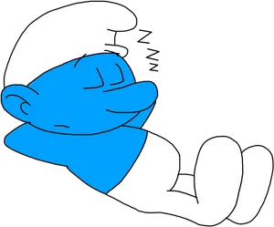 Sleeping Smurf Cartoon Character PNG Image