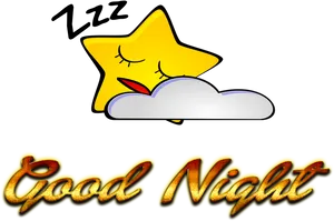 Sleeping Star Good Night Greeting PNG Image