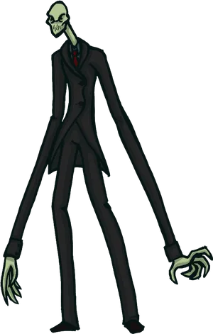 Slender_ Man_ Cartoon_ Illustration.png PNG Image