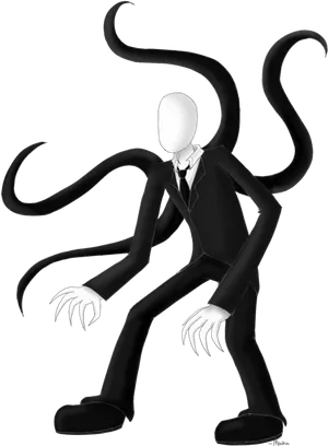 Slender Man Illustration PNG Image