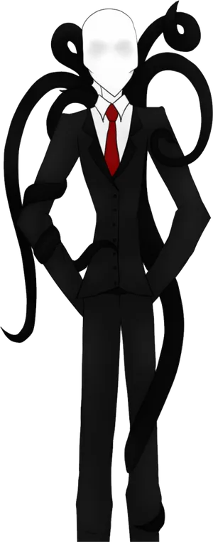 Slender Man Illustration PNG Image