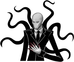 Slender Man Illustration PNG Image