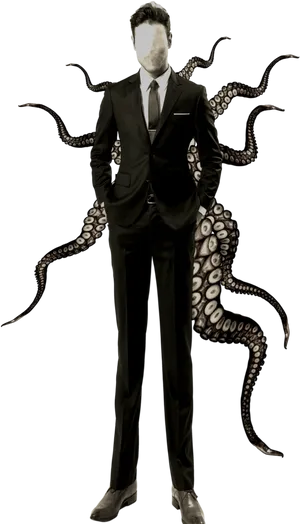 Slender_ Man_in_ Suit_with_ Tentacles PNG Image