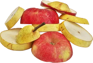 Sliced Applesand Pear Still Life PNG Image