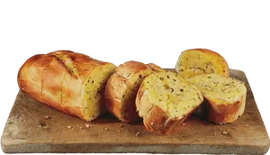 Sliced Baguetteon Wooden Board PNG Image