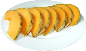 Sliced Cantaloupeon Plate PNG Image