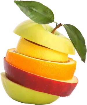 Sliced Fruit Tower Creative Composition PNG Image