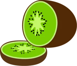 Sliced Kiwi Fruit Illustration PNG Image