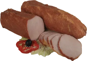 Sliced Smoked Sausage Display PNG Image